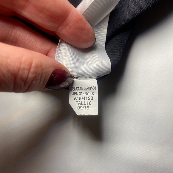 Banana Republic Navy Blue Lace Overlay Sheath Cocktail Dress Womens Raw 12 EUC - Picture 8 of 8